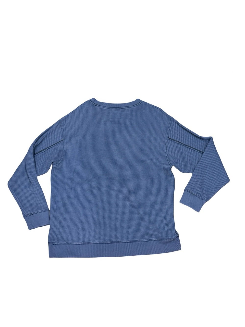 💙 Aerie Blue Waffle Knit Thermal Crewneck Top V-Stitch Size Medium - Picture 9 of 10